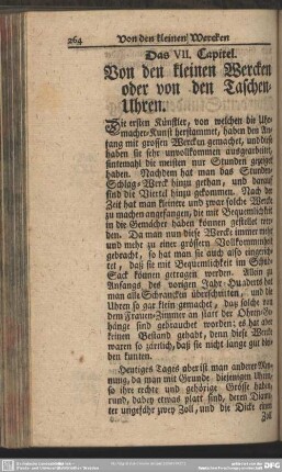 Das VII. Capitel. Von den kleinen Wercken oder von den Taschen-Uhren