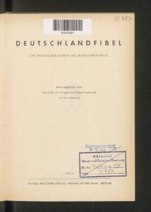 Deutschlandfibel : ein Wegweiser durch die Bundesrepublik