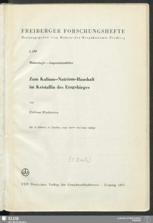 Zum Kalium-Natrium-Haushalt im Kristallin des Erzgebirges
