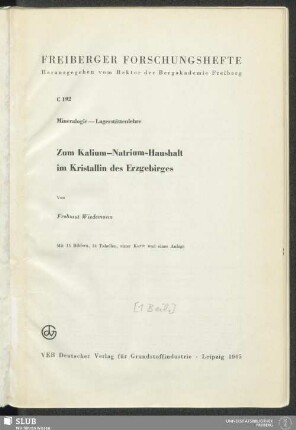 Zum Kalium-Natrium-Haushalt im Kristallin des Erzgebirges