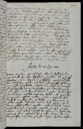 Freytag d 10 Juny 1735