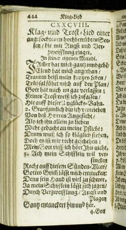 Klag- und Trost-Lied einer angefochtenen hochbetrübten Seelen [...]