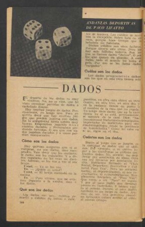 Dados : Andanzas deportivas de Paco Lifatto