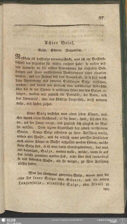 Achter Bief. Salze. Säuren, Reagentien