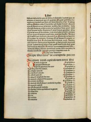 Incipit tituli capitulorum tercii libri