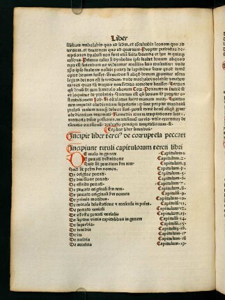Incipit tituli capitulorum tercii libri
