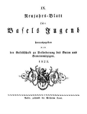 9: Neujahrsblatt für Basels Jugend - 9.1829