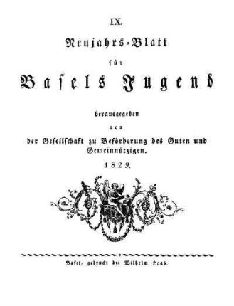 9: Neujahrsblatt für Basels Jugend - 9.1829
