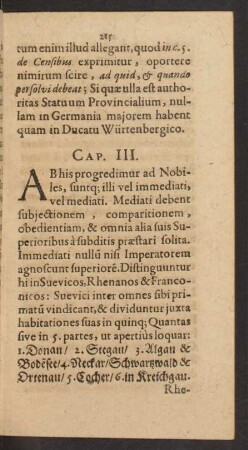 Caput III. [Iura Immediatorum Nobilium.]