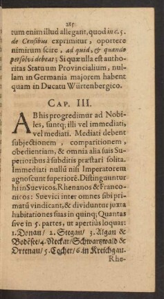 Caput III. [Iura Immediatorum Nobilium.]