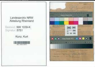 Entnazifizierung Kurt Kunz , geb. 26.05.1913 (Angestellter)