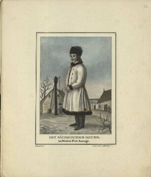 Ein sächsischer Bauer, im Winter-Fest Anzuge