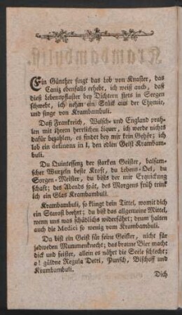 Ein Günther singt das Lob von Knaster, das Caniz ebenfalls erhebt