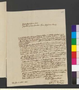 Brief von Berlepsch, G. Freiherr von an Goethe, Johann Wolfgang von
