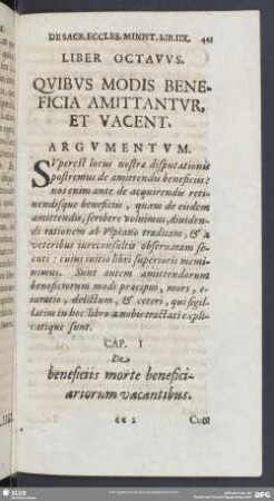 Liber Octavus. Quibus Modis Beneficia Amittantur, Et Vacent