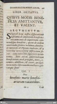 Liber Octavus. Quibus Modis Beneficia Amittantur, Et Vacent