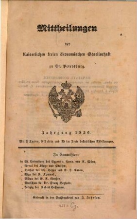 Mittheilungen der Kaiserlichen Freien Ökonomischen Gesellschaft zu St. Petersburg, 1856