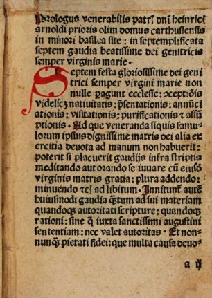 De Septem festivitatibus gloriosissime semper virginis Marie
