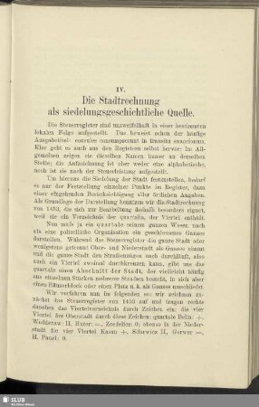 IV. Die Stadtrechnung als siedelungsgeschichtliche Quelle