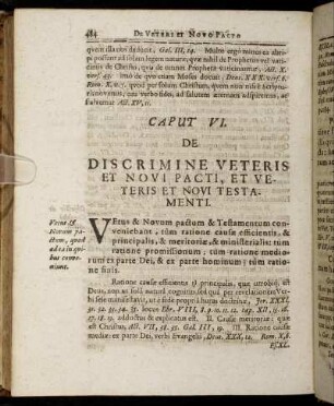 Caput VI. De Discrimine Veteris Et Novi Pacti, Et Veteris Et Novi Testamenti.