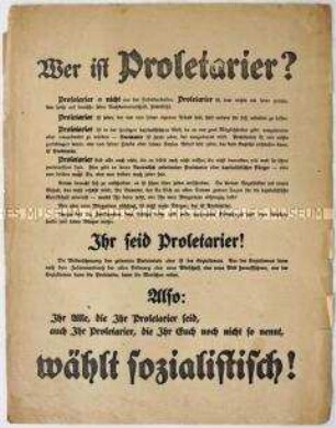 Aufruf zur Wahl einer sozialistischen Partei