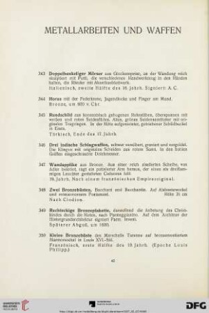 Metallarbeiten und Waffen (Nr. 343-361)