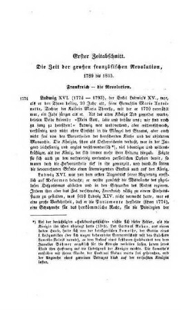 Erster Zeitabschnitt. Die Zeit der großen französischen Revolution, 1789 bis 1815