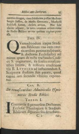 Cap. II. De renascentibus Adminiculis & primitiis Studii Biblici.