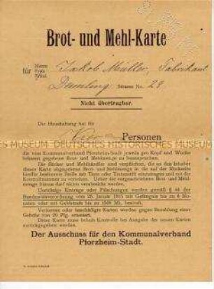 Nachweiskarte über den Bezug von Brot und Mehl