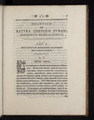 Cap. I. Svccinctam Exhibens Natvrae Explicationem.