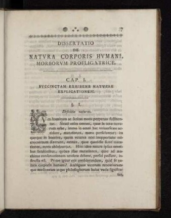 Cap. I. Svccinctam Exhibens Natvrae Explicationem.