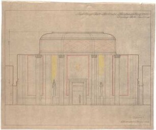 Billing, Hermann; Karlsruhe (Baden-Württemberg); Ausstattung Große Deutsche Kunstausstellung - Empfangshalle (Ansicht, Vertikalschnitt)