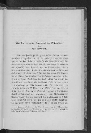 Aus der Geschichte Hamburgs im Mittelalter.