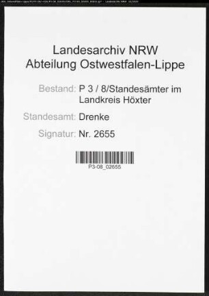 Sterberegister Standesamt Drenke