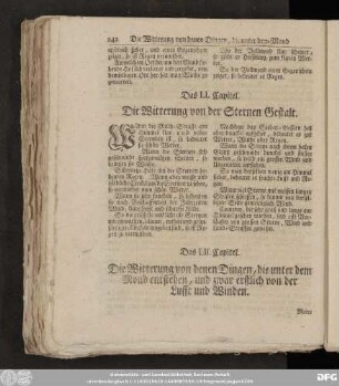 Das LII. Capitel. Die Witterung denen Dingen, die unter dem Mond entstehen, und zwar erstlich von der Lufft und Winden.