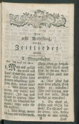 Die erste Abtheilung, welche Zeitlieder enthält