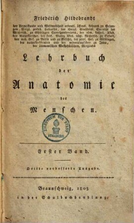 Lehrbuch der Anatomie des Menschen, 1