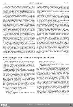 Vom richtigen und falschen Vorzeigen der Waren