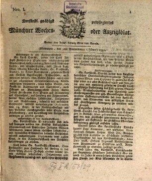 Kurfürstlich gnädigst privilegirte Münchner-Zeitung. 1791