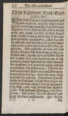 Ob der so genennete Diebs-Segen zuläßig seye?