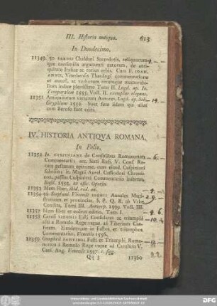 IV. Historia Antiqua Romana.
