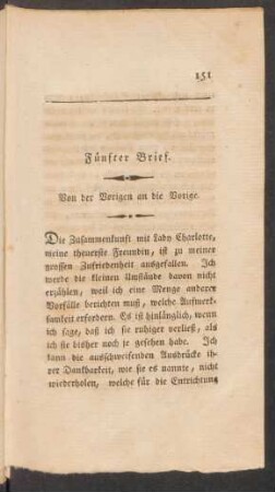 Fünfter Brief. Von der Vorigen an die Vorige.