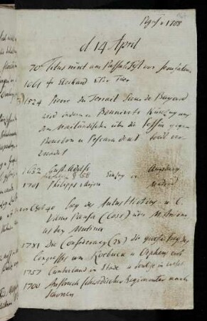 167r-185v, 14. April (1788): 70 Titus rükt am Passah Fest vor Jerusalem... - 1769 geb. Barthélemie-Catherine Joubert