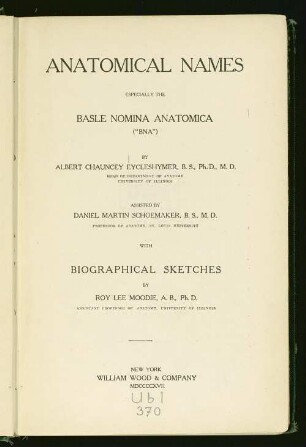 Anatomical Names especially the Basle Nomina Anatomica ('BNA')