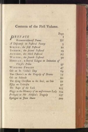 Content of the First Volume