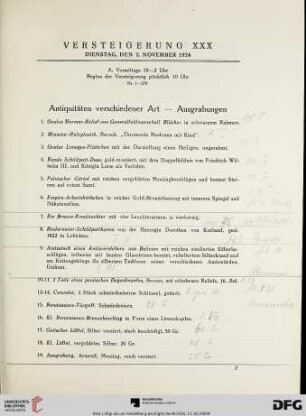 Versteigerung XXX (Nr. 1-537)