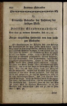 Q. Erbauliche Gedanken bey Anhörung der heiligen Messe.
