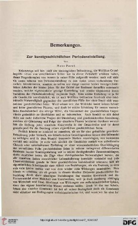 Zur kunstgeschichtlichen Periodeneinteilung