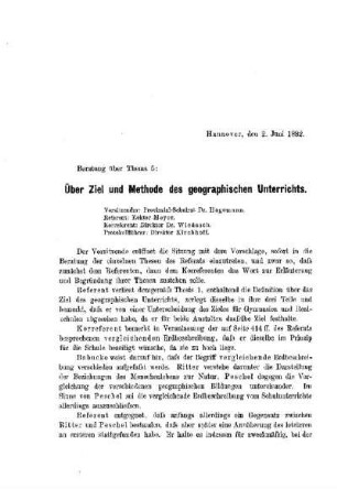 Wert und Methode des geographischen Unterrichts