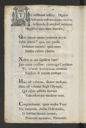 [Ad Magnificvm Et Illvstrem Virvm, Dominvm Conradvm Widow, J. V. L. Prvdentissimvm Reipvblicae Hambvrgensis Senatorem Et Protoscholarcham, ... ]